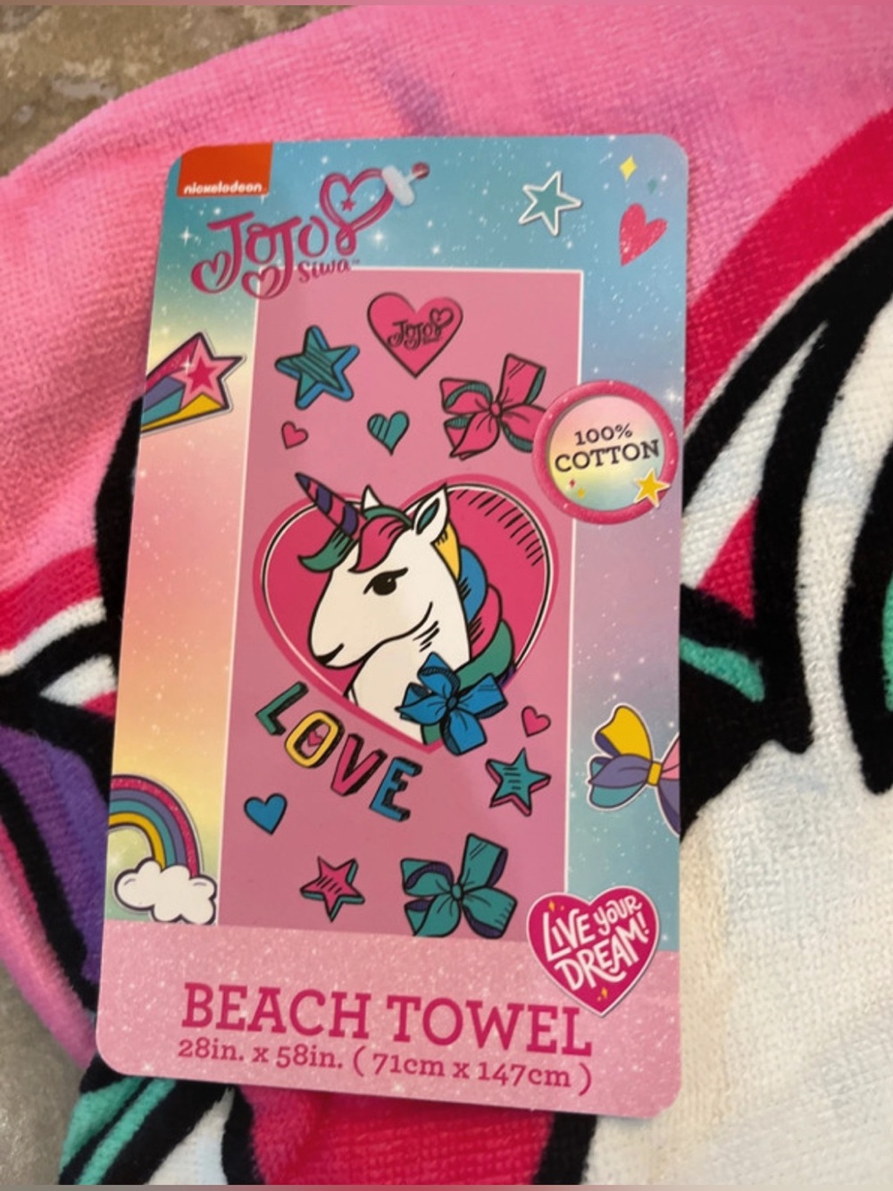 JoJo Siwa Pink Unicorn LOVE Beach Towel